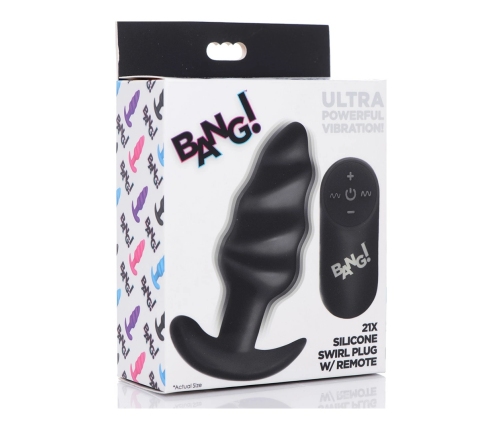 Vibrating Silicone Swirl Butt Plug with Remote Control