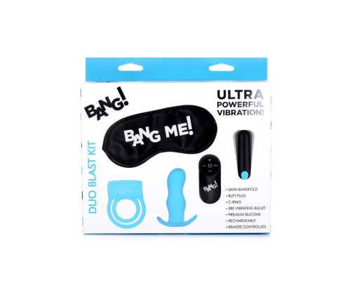 Duo Blast Kit - Cockring, Butt Plug, Bullet Vibrator and Blindfold