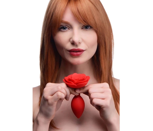 Booty Bloom - Silicone Rose Anal Plug - Red