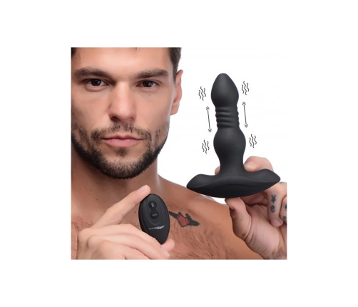 Vibrating and Thrusting Silicone Butt Plug with Remote Control