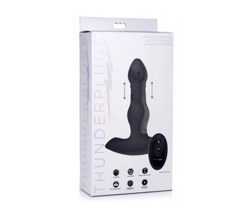 Vibrating and Thrusting Silicone Butt Plug with Remote Control