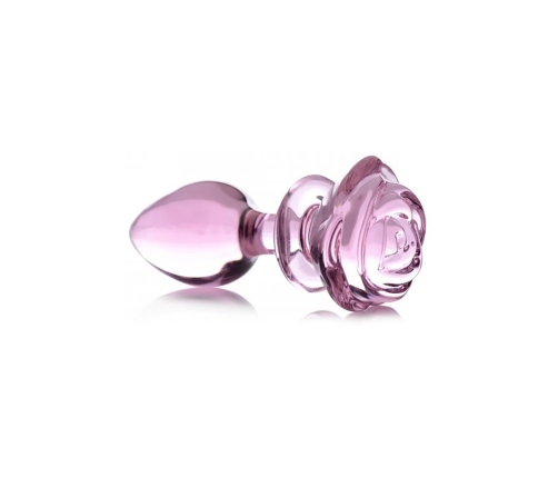 Pink Rose - Glass Butt Plug - Large