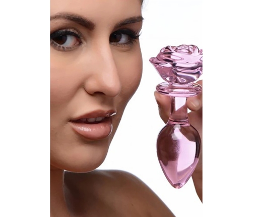Pink Rose - Glass Butt Plug - Large