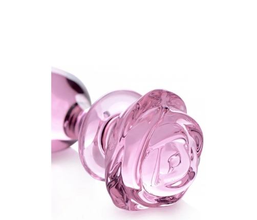 Pink Rose - Glass Butt Plug - Large