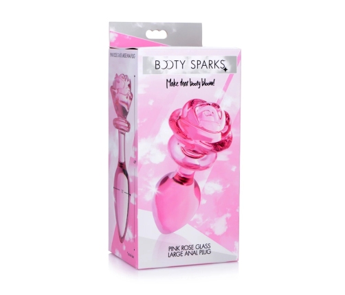 Pink Rose - Glass Butt Plug - Large