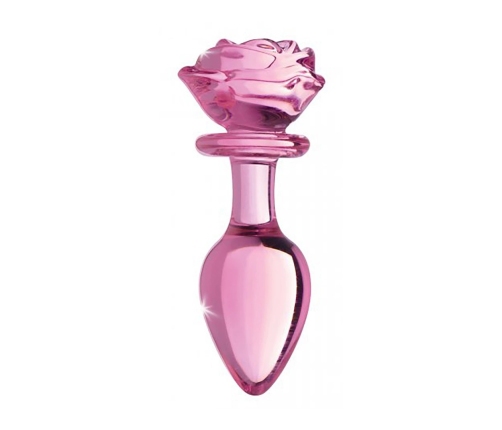 Pink Rose - Glass Butt Plug - Large