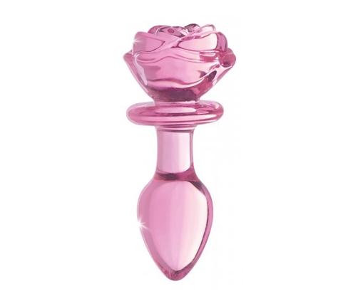 Pink Rose - Glass Butt Plug - Medium