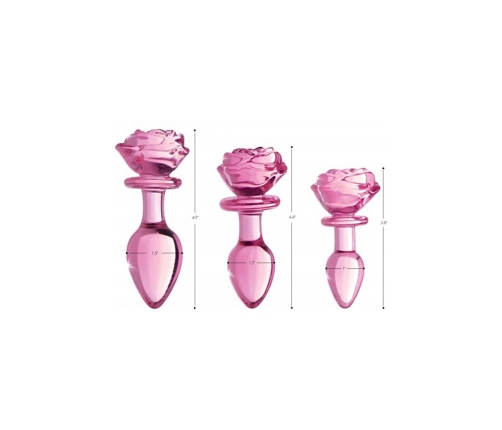 Pink Rose - Glass Butt Plug - Medium