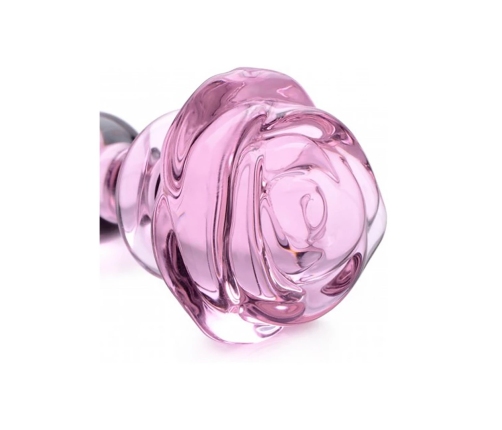 Pink Rose - Glass Butt Plug - Small