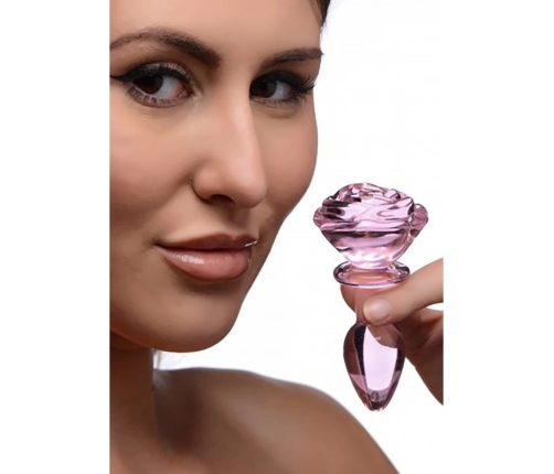 Pink Rose - Glass Butt Plug - Small