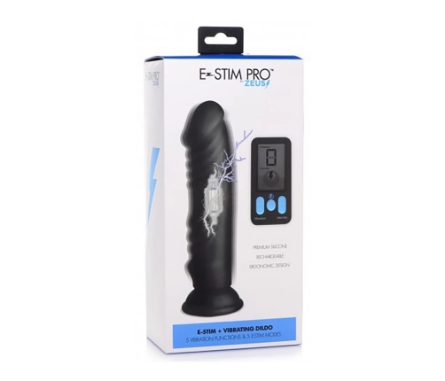 Vibrating and E-Stim Silicone Dildo + Remote Control