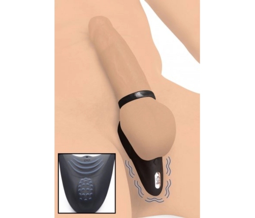 XR Brands Master Series Silicone Ring with Vibrating Base Black