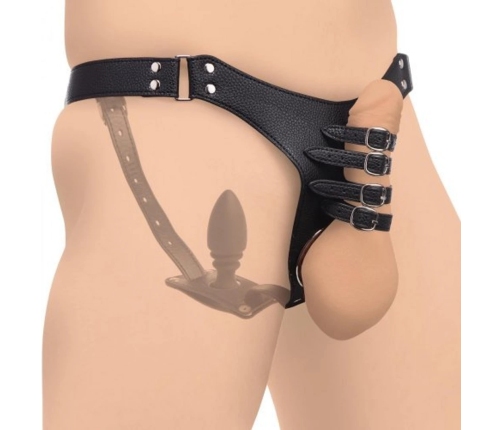 Chastity Harness for Men + Silicone Butt Plug