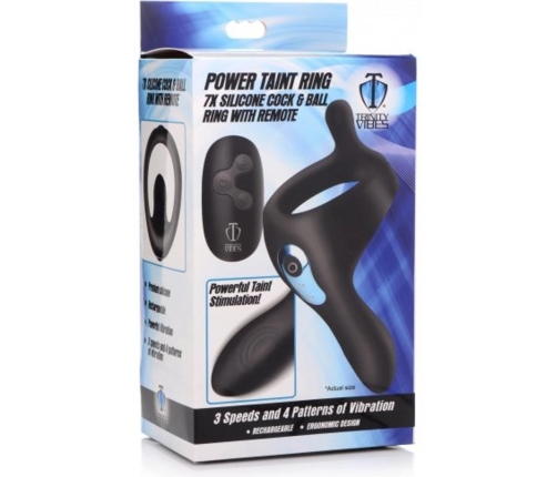 Power Taint - Silicone Cock and Ball Ring with Remote Control
