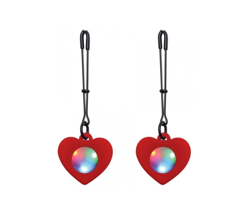 Light Up - Silicone Heart Tweezers Nipple Clamps