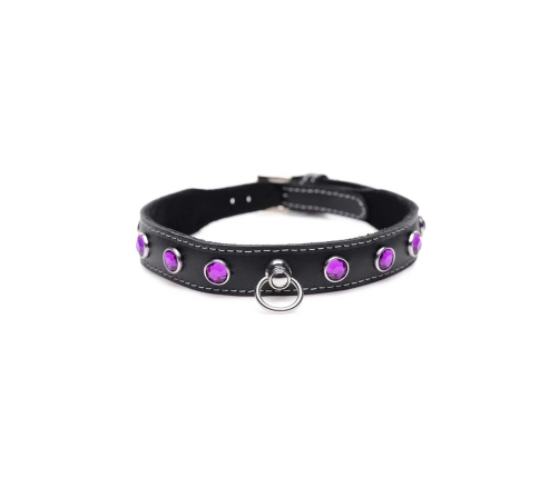 Royal Vixen - Leather Collar with Rhinestones