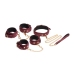 6-Piece Velvet Burgundy Bondage Set with Cuffs, Collar and Belt