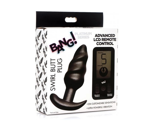 Vibrating Silicone Swirl Plug with Remote Control and 25 Speeds