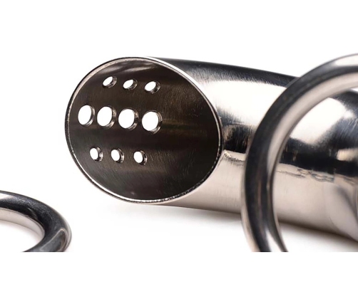 Lockable Stainless Steel Chastity Cage with 3 Rings