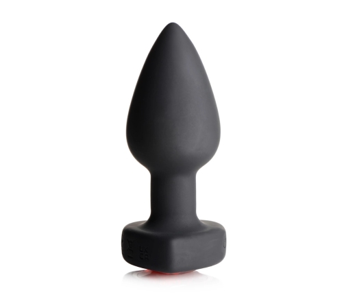 Silicone Vibrating Red Heart - Butt Plug with Remote Control - Small