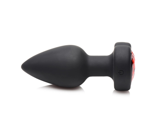 Silicone Vibrating Red Heart - Butt Plug with Remote Control - Small