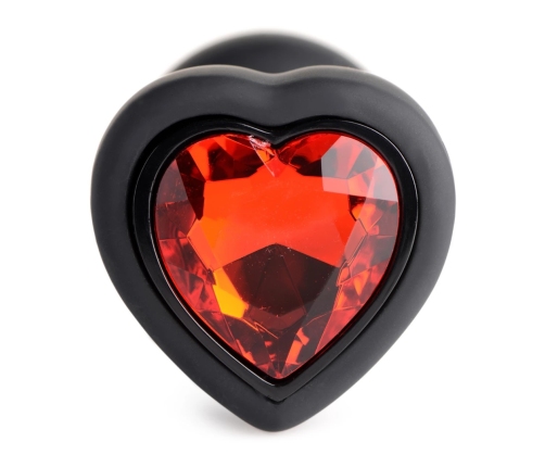 Silicone Vibrating Red Heart - Butt Plug with Remote Control - Small