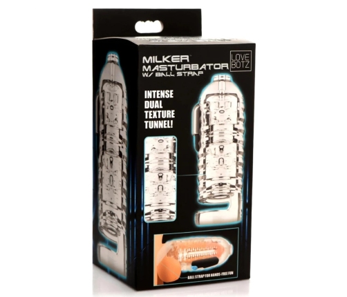 Milker TPE Masturbator with Ball Strap - Clear