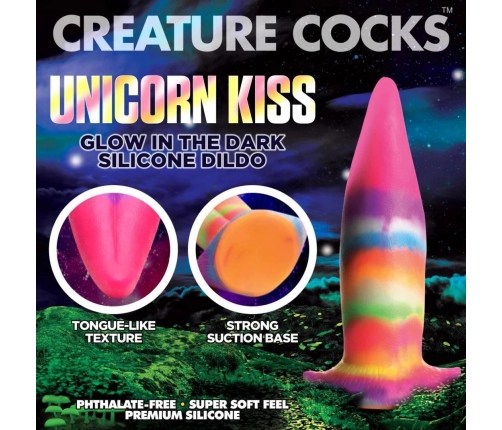 Unicorn Tongue - Glow in the Dark - Silicone Dildo - Rainbow