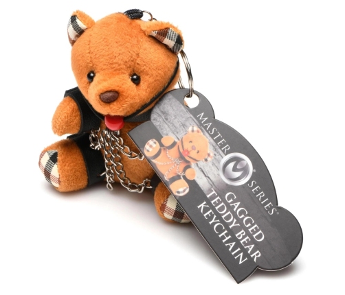 Gagged Teddy Bear Keychain - Brown