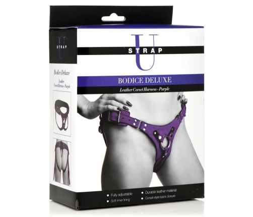 Bodice Deluxe - Leather Corset Harness - Purple