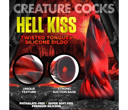 Hell Kiss Twisted Tongues Silicone Dildo - Red