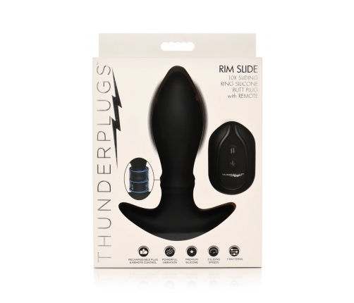 Rim Slide - Sliding Ring Silicone Butt Plug - Black