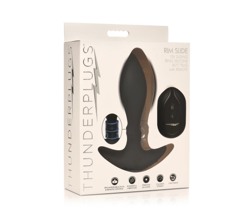 Rim Slide - Sliding Ring Silicone Butt Plug - Black