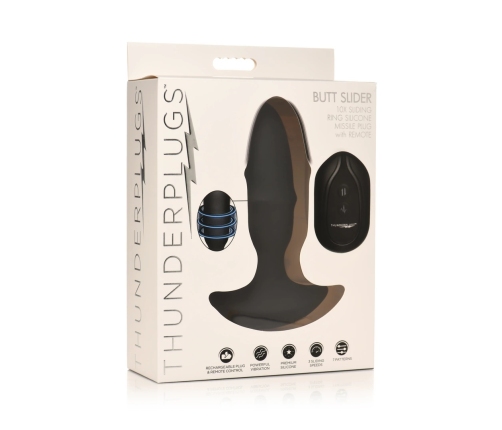 Butt Slider - Sliding Ring Silicone Missile Plug - Black