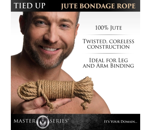Tied Up Jute Bondage Rope 25ft (7.6m) - Natural Fiber, Coreless Design