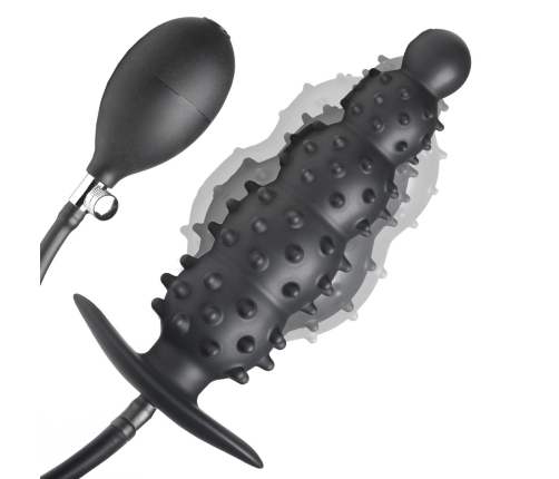 Ass Puffer - Nubbed Inflatable Silicone Anal Plug - Black