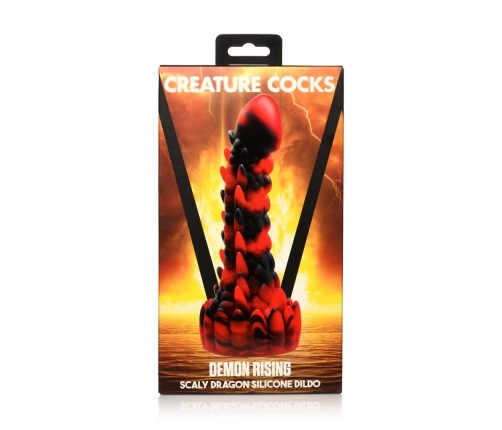 Demon Rising - Scaly Dragon Silicone Dildo - Red/Black