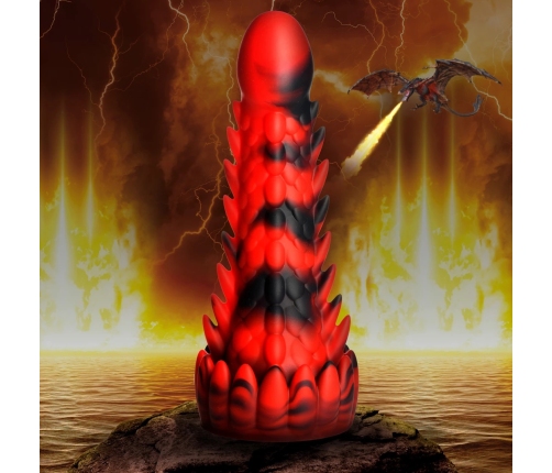 Demon Rising - Scaly Dragon Silicone Dildo - Red/Black