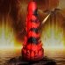 Demon Rising - Scaly Dragon Silicone Dildo - Red/Black