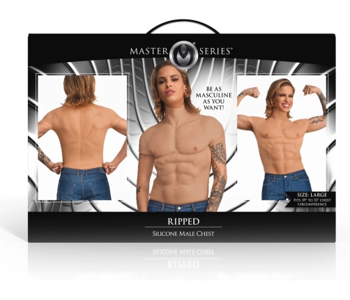 Ripped Silicone Male Chest by XR Brands - Medium, Realistic Muscle Shirt