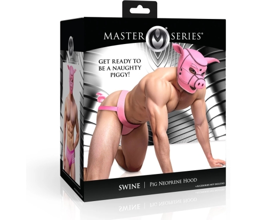 XR Brands Swine Neoprene Hood Pink - Adjustable Pig Mask, Large Size