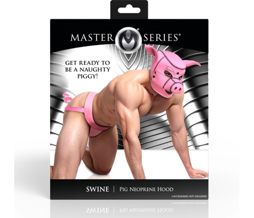 XR Brands Swine Neoprene Hood Pink - Adjustable Pig Mask, Large Size