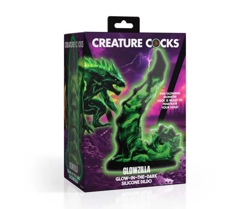Creature Cocks Glowzilla Silicone Fantasy Model, Glow-in-the-Dark Green/Black