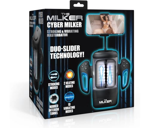 Cyber Milker Intimate Device with Vibration & Phone Mount Transparent/Black
