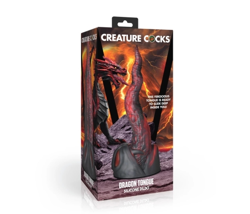 XR Brands Dragon Tongue Silicone Fantasy Toy Red/Black 24cm Harness-Compatible