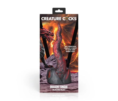 XR Brands Dragon Tongue Silicone Fantasy Toy Red/Black 24cm Harness-Compatible