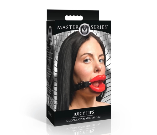 XR Brands Labios Jugosos Silicone Mouth Gag Red Adjustable Strap 1.5"