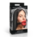 XR Brands Labios Jugosos Silicone Mouth Gag Red Adjustable Strap 1.5"