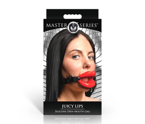 XR Brands Labios Jugosos Silicone Mouth Gag Red Adjustable Strap 1.5"