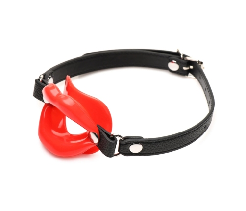 XR Brands Labios Jugosos Silicone Mouth Gag Red Adjustable Strap 1.5"